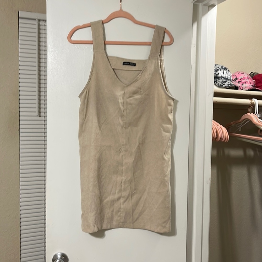 Tan over sweater dress